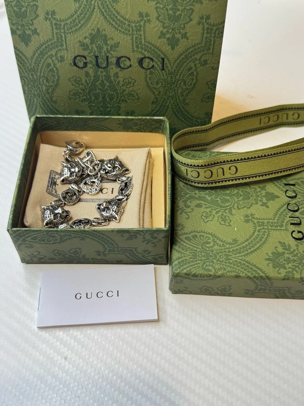 Gucci Silver-Tone Animal Head Charm Bracelet